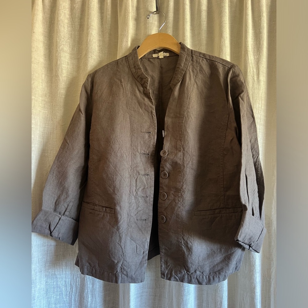 Eileen Fisher Grey Linen Jacket size L